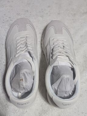 Franco Sarto Matera White Leather Retro Sneakers Womens 7.5M Lace Up NIB